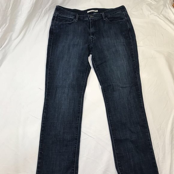 Levis Womens Slim Skinny Jeans Blue Stretch Dark Wash Mid Rise Denim 33 - Picture 1 of 8